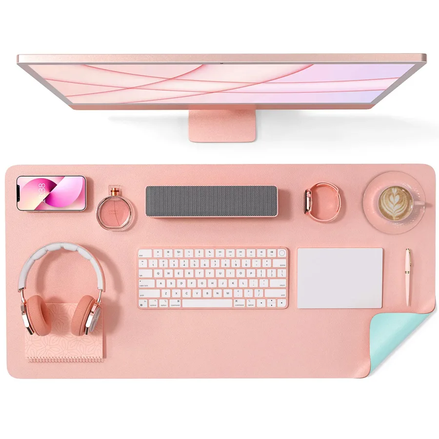 DIANSHANGMATS Dual-Sided Desk Pad Protector, Desk Mat with Non-Slip - Waterproof Faux Leather Office Desk Blotter for Mouse, Keyb
