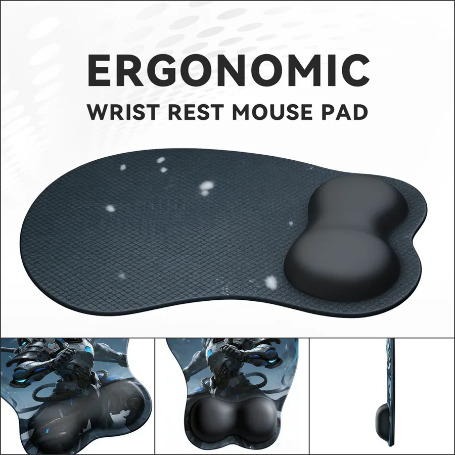 KLH-3066 Ergonomic Mouse Pad with Gel Wrist Rest Support , Relieve Wrist Pain Mousepad, Non-Slip Base for Laptop, Compu