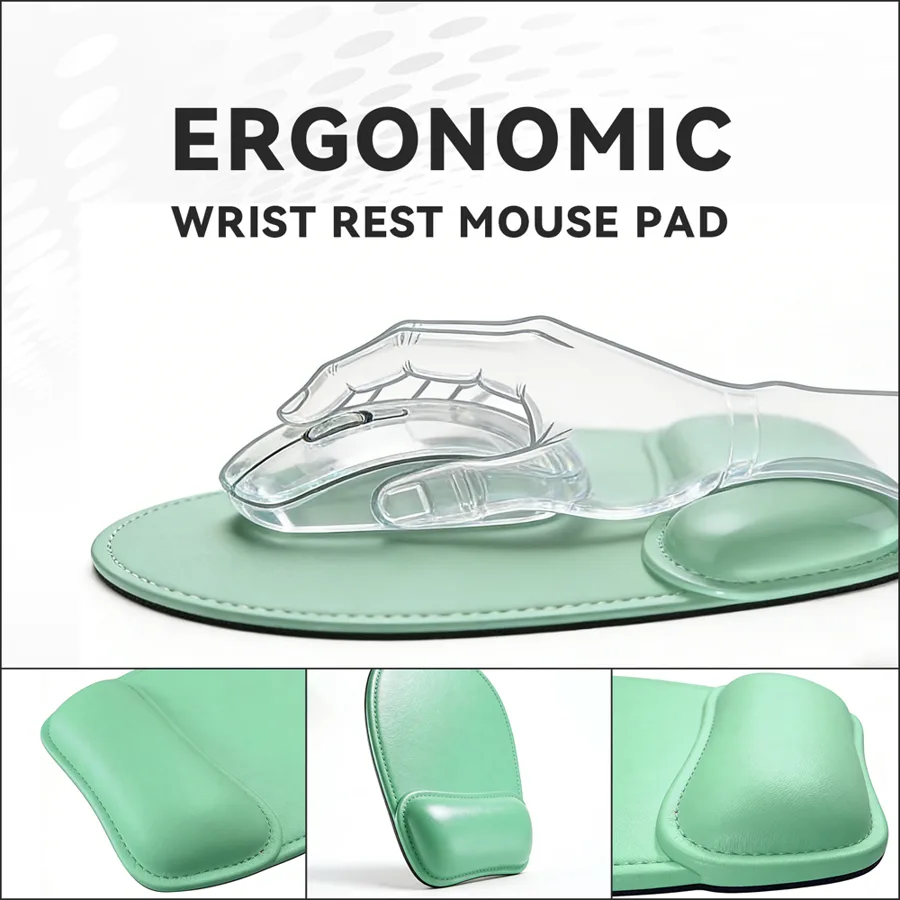 KLH-3137P Ergonomic PU Leather Mouse Pad with Memory Foam Wrist Support 230x220x22mm | Premium Comfort for Work & Gamin