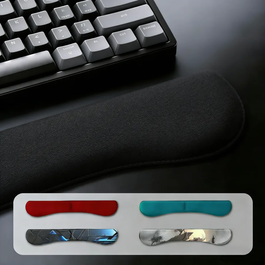 KLJ-5093F Ergomonic Memory Foam Keyboard Wrist Rest, Anti-slip Rubber Based Foldable Design | *450x80x24mm | Responsiv